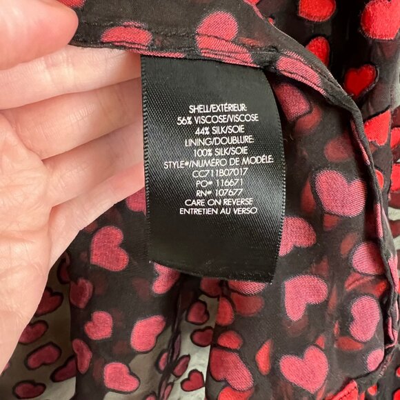 Alice + Olivia Silk Emmerson Burnout Velvet Heart Shirt Sheer Button Down Blouse - Picture 9 of 16